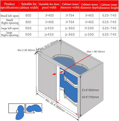 Küchen Organizer Schrank-Organizer, Ausziehbare Regale Für Speisekammer, Ausziehbarer Blinder Eckschrank, Küchenschrank-Organizer, Regal, Schrank-Organizer Für Minimalen,Left Open-S