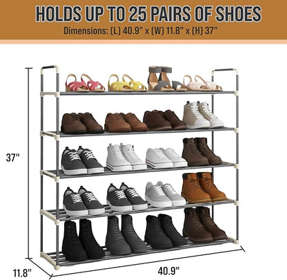 Home-Complete Shoe Storage Rack, 5-Tier Shoe Organizer for Closet Bathroom Entryway, Shoe Shelf Holds