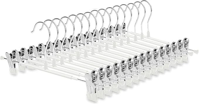 Non-Marking Anti-Slip Pants Hanger, Space-Saving Pants and Skirt Clip, Jeans and Long Pants Hanger, Clothes Clip for Various Shorts and Casual Pants, Durable. (20, White)
