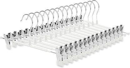Non-Marking Anti-Slip Pants Hanger, Space-Saving Pants and Skirt Clip, Jeans and Long Pants Hanger, Clothes Clip for Various Shorts and Casual Pants, Durable. (20, White)
