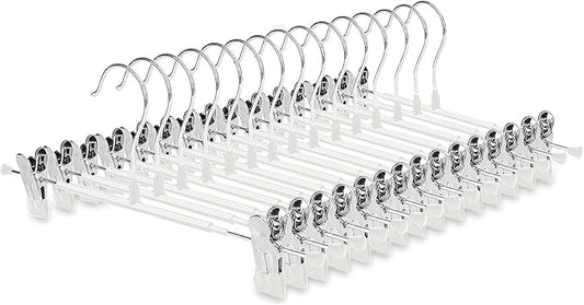 CAYUGIN-Non-Marking Anti-Slip Pants Hanger, Space-Saving Pants Clip and Skirt Clip, Jeans and Long Pants Hanger, Clothes and Pants Clip for Various Shorts and Casual Pants, Durable. (10, White)