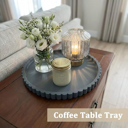 Silicone Bathroom Vanity Tray, Modern Round Decorative Tray for Countertop, Waterproof & Unbreakable Cosmetic Perfume Organizer, Extra-Thick & Sturdy, Easy to Clean Candle Tray (Dark Grey, 10 inch)