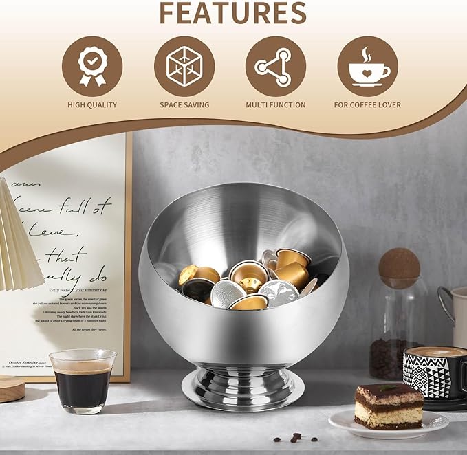 Coffee Pod Holder-Coffee Pod Storage-K Cup Holder-Espresso Pod Holder-Coffee Pod Organizer(SILVER)