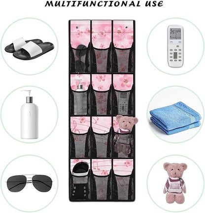 Cherry Blossom Over The Door Shoes Organizers,Behind Door Shoes Hang Holder Rack,Storage for Small Spaces,Hanging Storage Bags