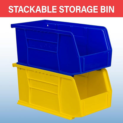 Akro-Mils 30230 AkroBins Plastic Storage Bins, Space-Saving Stackable Bins for Garage, Pantry, Craft Organization, 11" x 5" x 5", Stone, 12-Pack