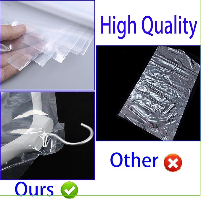 20 Pack (18x 28In) Plastic Clear Clothes Covers,For children's clothes，Dry Cleaners Bags Hanging Clothing Covers Clear Garment Bags Hanging Dust-proof Clothing Protector Covers.