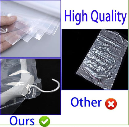 15 Pack (24 x 40 In) Plastic Clear Clothes Covers,Dry Cleaners Bags Hanging Clothing Covers Clear Garment Bags Hanging Dust-proof Clothing Protector Covers for Home Storage Clothing Stores & Travel.
