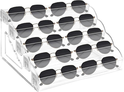 Nimiah 5-Tiers Nail Polish Hoder - Clear Acrylic Display Rack for Nail Organizers and Storage Vanity Display Stand for Eyeglass Makeup and Eyeshadow Palettes