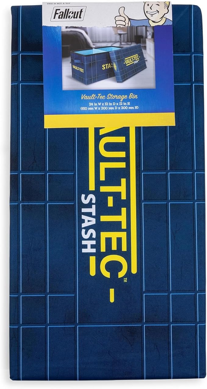 Fallout 76 Vault-Tec Fabric Storage Bin | Cube Organizer For Cabinet, Closet | 24 x 12 Inches