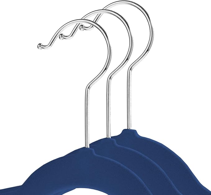 Casafield 50 Velvet Kid's Hangers - 14" Size for Children's Clothes - Royal Blue