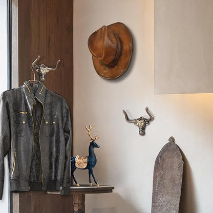 Cowboy Hat Rack for Wall,6 Pack Modern Metal Cast Iron Cowboy Hat Holder Cowgirl Hat Hanger Western Wall Decor Hat Hooks