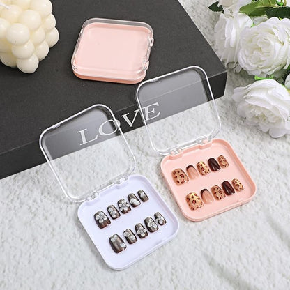 4 Pcs Press on Nail Storage Box with 36 Pcs Adhesive Double Sided Tape, Acrylic Nail Art Display Case, Transparent Storage Organizer for Fake Nails, Nails Salon Business Home Art Supplies