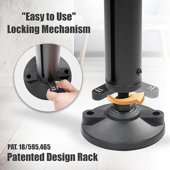 CyclingDeal Floor to Ceiling 2 Bike Storage Stand | Adjustable Aluminum Dual Hanger Pole Rack with Gravity Hooks & Locking Mechanism | Extends 5ft to 10ft | No-Drill Indoor Garage Apartment