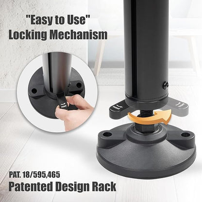 CyclingDeal Floor to Ceiling 2 Bike Storage Stand | Adjustable Aluminum Dual Hanger Pole Rack with Gravity Hooks & Locking Mechanism | Extends 5ft to 10ft | No-Drill Indoor Garage Apartment