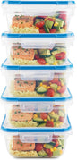Snapware Plastic Total Solutions (5-Pack, 5.5 Cup) Food Storage Containers Set, Airtight & Leakproof Plastic Locking BPA-Free Lids Tupperware, Freezer Dishwasher Microwave Safe