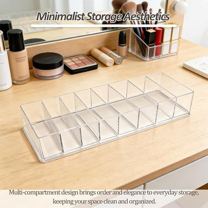 Clear Acrylic Makeup Compact Organizer with 8 Slots, Vanity Storage Holder for Eyeshadow, Powder, and Cables
