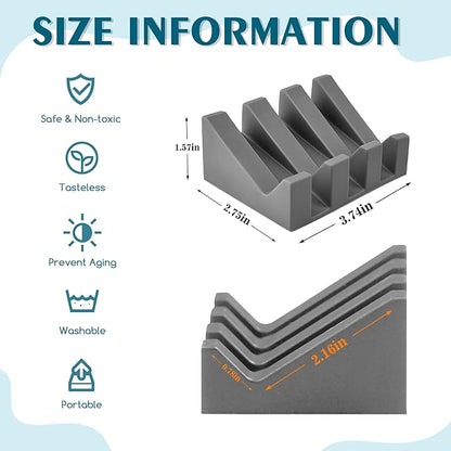 Self Draining Soap Dish Holder,Silicone Soap Dish,for Bathroom,Kitchen, Sponges，Can Extend Soap Life，Keep Soap Bars Dry and Easy Cleaning (Grey,2-Pack)