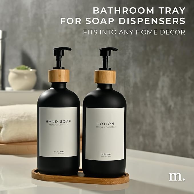 MaisoNovo Bamboo Soap Tray | Wooden Bathroom Soap Dispenser for CounterTop