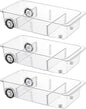 LXLXXL Fridge Organizer Bins With Wheels, 3 Pack Roll Out Refrigerator Organizers And Storage Refrigerator Drawer With Dividers, Upgrade Thick Plastic Pantry Storage Bins, Kitchen Organization