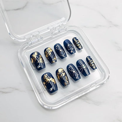 12 Pcs Press on Nail Storage Box with 60 Pcs Double Sided Adhesive Tapes, Nail Packaging Boxes Fake Nail Display Case Crystal Clear Nail Storage Box with Gift Box for Nail Art Business Nail Salon