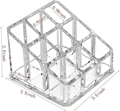 Sooyee Acrylic Lipstick Case - Lipstick Holder & Cosmetic Organizer With 9 Spaces - Clear