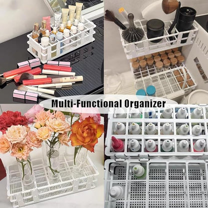 OULIGET Makeup Storage Organizer Rack,Lipstick Lipgloss Display Organizer,Detachable Makeup Brush Air Drying Rack,Perfect Storage Solution for Drawer and Vanity,0.9"+0.66" (24-hole + 60-hole)