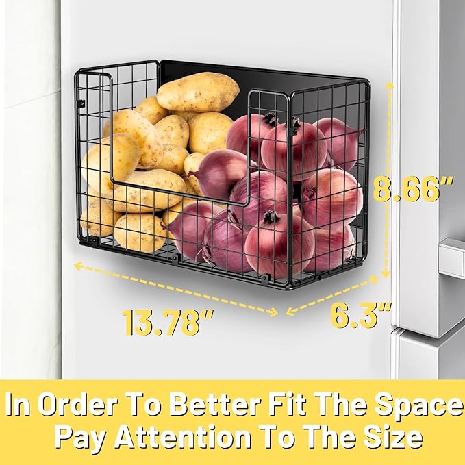 Magnetic Shelf for Fridge , Fruit Potato & Onion Storage Bins, Pantry Organizers & Storage, Large Container Magnetic Basket for Refrigerator, Kitchen Counter, Cabinet, Magnetic Fridge Organizer