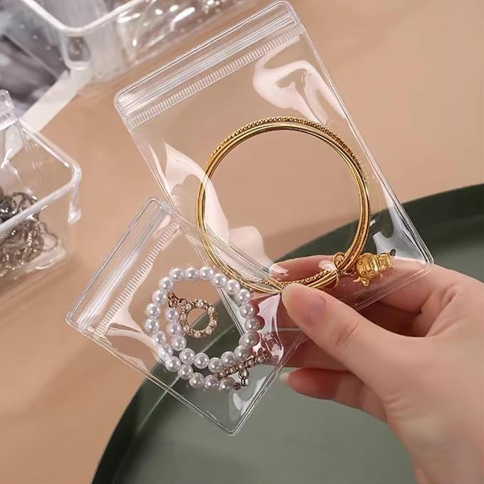 50 Portable thick PVC pouches,for Jewelry Organizer Zipper Bags for Necklaces Bracelet Rings and Earrings