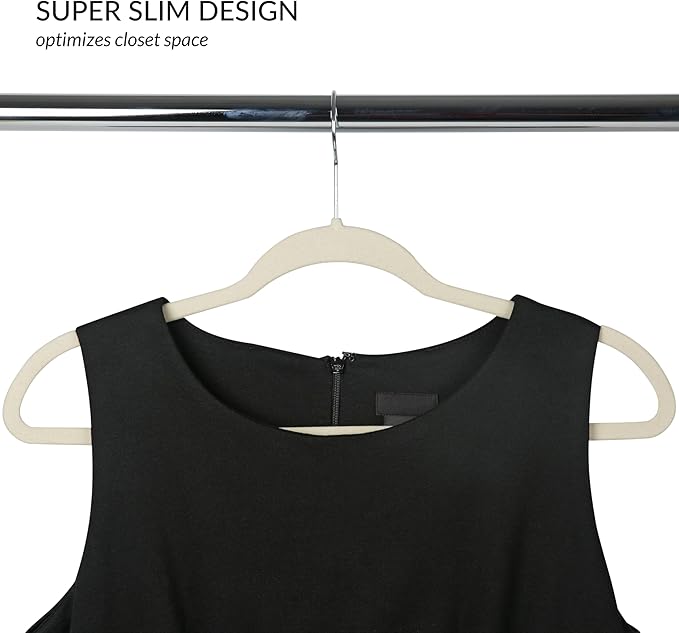 Simplify Slim Velvet Clothes Hangers | 100 Pack | Non-Slip | Shirts | Suit | Pants | Dresses | Garments | Closet Storage & Organization | Durable | Ivory