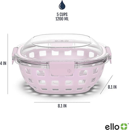 Ello Duraglass Meal Prep Container- Glass Food Storage Container with Silicone Sleeve and Airtight BPA-Free Plastic Lid, Dishwasher, Microwave, and Freezer Safe