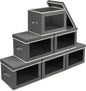 Homsorout Stackable Storage Bins with Lids - Large Storage Box with Lids, Foldable Closet Boxes for Organizing, Wardrobe Clothes Organizer with Window, Cubes Bins for Living Room, 6 Pack, Dark Grey