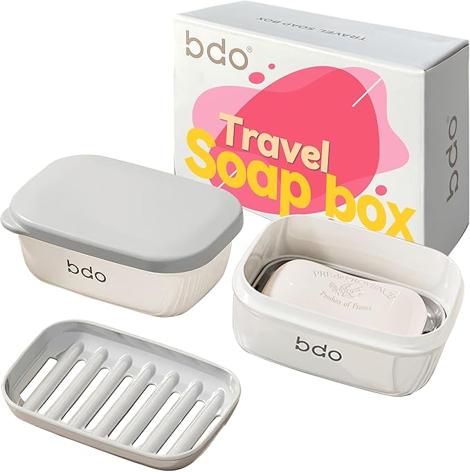 PEISAINOX Travel Soap Case, Leakproof Soap Container with Lid, Portable Bar Soap Holder for Traveling, Soap Dishe for Bathroom, Shower, Gym, School, Camping, Vacation, Outdoor,Travel Essentials
