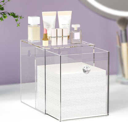 Delamu Clean Skin Club Face Towels Holder, Stackable Acrylic Organizer Compatible with Clean Skin Club Towel XL, Bathroom Vanity, Dresser Holder, Dustproof Multipurpose for Makeup, Skincare, Clear