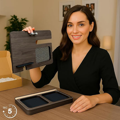 Namore Nightstand Organizer for Women – Wood Phone Docking Station & Jewelry Valet Tray for Phone, Earrings, Wallet & Keys – Unique Gifts for Women, Wife, Mom