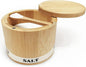 ThougrLyh Salt Box Bamboo Salt Container with Swivel Lid with Magnetic to Easily Open and Seal Salt Cellar With Spoon for Storing Salt Pepper Sugar Herbs Small Spice Box