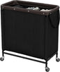 StorageWorks 3 Section Laundry Hamper, Rolling Laundry Cart with Wheels and Handles, Laundry Room Double Sorter for Organizer and Storage, 31.7 Gal(120L), Black