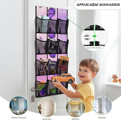 Butterfly Behind Door Organizer 12 Pockets Violet Door Hanging Shoe Organizer Space Saving Multi-Funtion Storage Bag Large Capacity Wall Hanging Storage