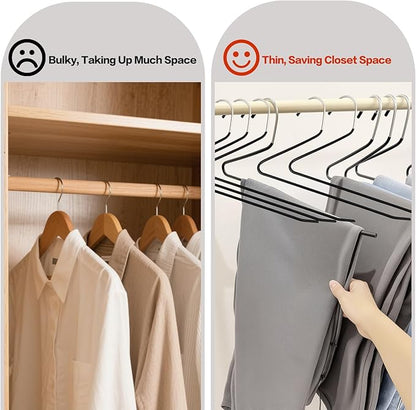 30 Pack Non Slip Jean Hangers, Space Saving Clothes Open Ended Hanger, Versatile Blanket Hangers for Heavy Pants, Scarf, Tablecloth, Slacks Women Men