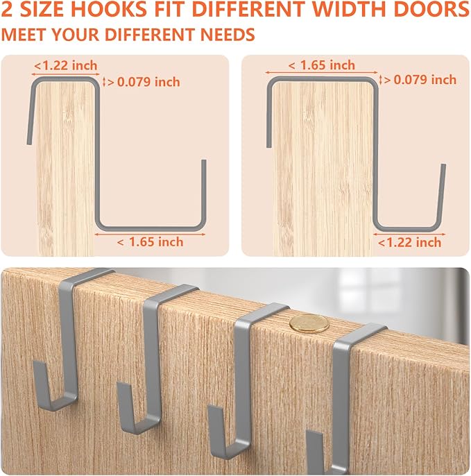 FENTEC 1 Pack Over The Door Shoe Organizer,68" Exlarge Deep Pockets Hanging Shoe Organizers, 8 Shelves Shoe Rack for Closet, Shoe Holder for Boots,Over Door Organizer in Home, RV, Dorm, Grey