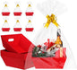 AFOROEOA 10PACK Red Baskets For Gifts Empty, 10x12”Thick Kraft Gift Basket with 10 Bows 10 Bags Empty Gift Baskets for Christmas, Easter, Birthdays, Snacks, Farmers Market