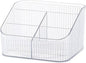 Makeup Organizer Cosmetics Storage Box, Large Capacity Make Up Brush Holder Organizer Vanity Accessories, Bathroom Countertops, Desk Storage Container, Cosmetic Display cases(White-L)