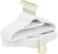 Sishynio Velvet Hangers 30 Pack with Gold Hooks, Non-Slip Slim Felt Hanger for Clothes, Heavy Duty Space Saving Flocked Hangers for Dresses, Suits, Coats & Pants(White)