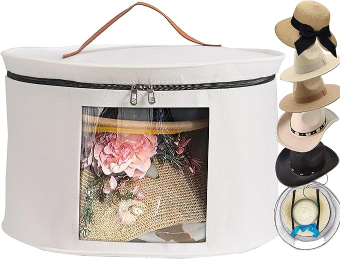 Hat Storage Box,Hat Boxes for Women Storage,Cowboy Hats Holder for Travel,Wide Brims Hat Carrier Case,Stuffed Animal Toy Organizer,Hat Box Closet Organizers and Storage,Hat Boxes for Men