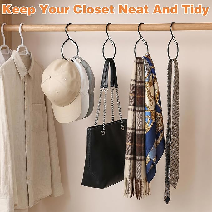 2Pack S Shaped Belt Organizer for Closet, Space Saving Belt Hanger Hook, Tie Scarf Hat Holder Storage, Bedroom Home Accessory