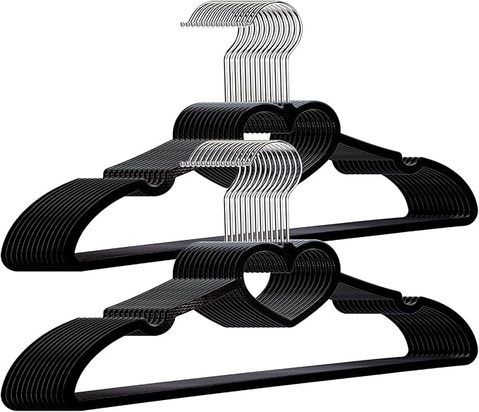 Plastic Hangers 20 Pack, Black Slim Hangers Clothes Hangers Ultra Thin Space Saving- Cute Hangers with 360 Degree Swivel Hook-Strong Adult Hangers for Dress,Shirts, Coat