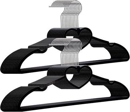 Plastic Hangers 20 Pack, Black Slim Hangers Clothes Hangers Ultra Thin Space Saving- Cute Hangers with 360 Degree Swivel Hook-Strong Adult Hangers for Dress,Shirts, Coat