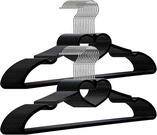 Plastic Hangers 20 Pack, Black Slim Hangers Clothes Hangers Ultra Thin Space Saving- Cute Hangers with 360 Degree Swivel Hook-Strong Adult Hangers for Dress,Shirts, Coat