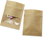 PABCK 100 Pack (Inner Size 2.36x2.36inch) Clear Window Airtight Seed Packets Brown Kraft Paper Envelopes for Zip Food Storage Lock Small Bags Zipper Seal Resealable Heat Seal Pouch Coffee Packaging
