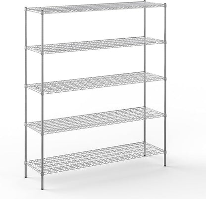 21" Deep x 72" Wide x 86" Height Wire Shelving Kit | 5-Tier | NSF Commercial Storage Rack Unit