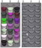Hat Rack Premium Quality, Organizer for Wall or Door, 24 Clear Deep Pockets, Storage for Caps, Hooks Included, Large Pockets for Multiple Baseball, Golf, and Sports Caps Organization, grey